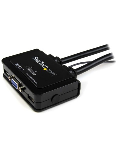Switch Conmutador KVM de Cable con 2 Puertos VGA USB Alimentado por USB con Interruptor Remoto