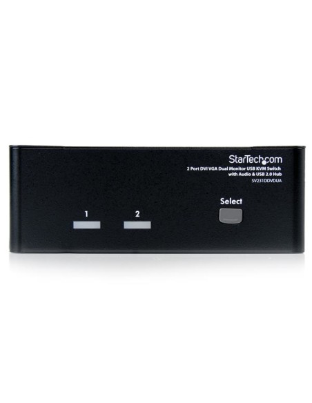 Conmutador Switch KVM de 2 Puertos Doble Monitor DVI VGA Audio 4 Puertos USB 1920x1200