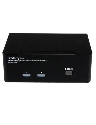 Conmutador Switch KVM - 2 puertos USB 2.0 - Audio Vídeo DisplayPort 2 Monitores