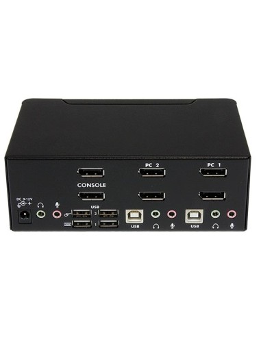 Conmutador Switch KVM - 2 puertos USB 2.0 - Audio Vídeo DisplayPort 2 Monitores