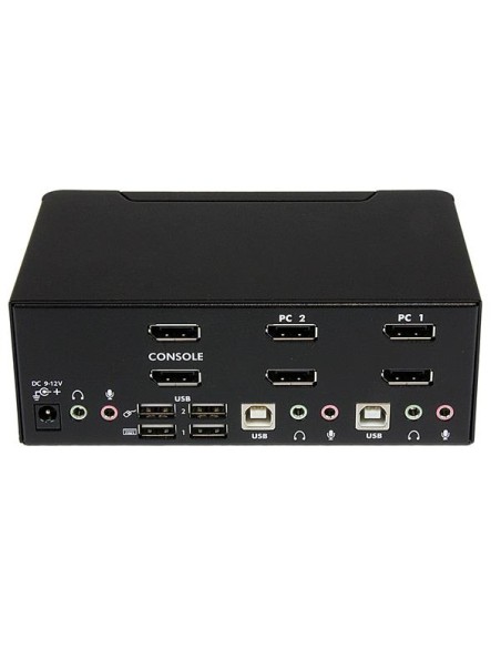 Conmutador Switch KVM - 2 puertos USB 2.0 - Audio Vídeo DisplayPort 2 Monitores