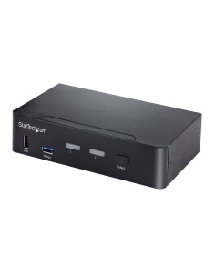 Switch Conmutador KVM USB C Tipo C, KVM de 2 puertos DisplayPort con Vídeo UHD HDR de 4K 60Hz, Audio de 3,5mm, Hub 4x USB y 2x U 2