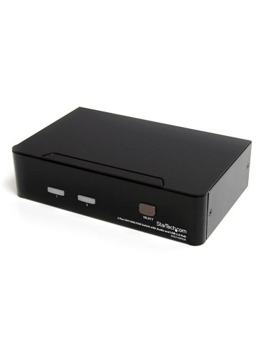 Conmutador Switch KVM - 2 puertos USB 2.0 - Audio Vídeo DVI