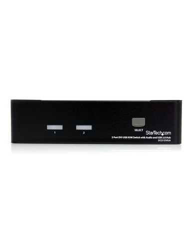 Conmutador Switch KVM - 2 puertos USB 2.0 - Audio Vídeo DVI