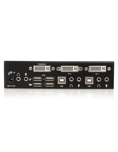 Conmutador Switch KVM - 2 puertos USB 2.0 - Audio Vídeo DVI