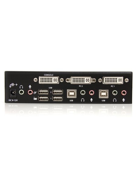 Conmutador Switch KVM - 2 puertos USB 2.0 - Audio Vídeo DVI
