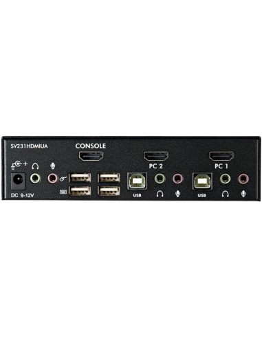 Conmutador Switch KVM 2 puertos HDMI con Hub Concentrador USB 2.0 Audio - 1920x1200