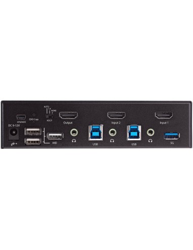 Switch Conmutador KVM de 2 Puertos HDMI 2.0 4K para 1 Monitor - Vídeo de 4K y 60Hz Ultra HD - HDR - Hub Ladrón USB 3.0 de 2 Pue