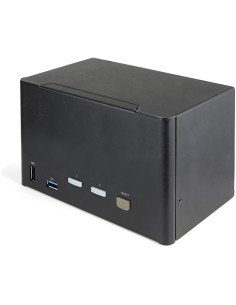 Switch Conmutador KVM de 2 Puertos DisplayPort 1.2 para 4 Monitores - DP HDR UHD 4K de 60Hz - Hub Ladrón de 2 Puertos USB 3.0 (5 2