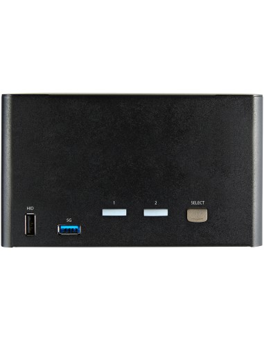 Switch Conmutador KVM de 2 Puertos DisplayPort 1.2 para 4 Monitores - DP HDR UHD 4K de 60Hz - Hub Ladrón de 2 Puertos USB 3.0 (