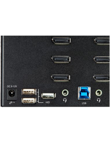 Switch Conmutador KVM de 2 Puertos DisplayPort 1.2 para 4 Monitores - DP HDR UHD 4K de 60Hz - Hub Ladrón de 2 Puertos USB 3.0 (