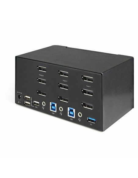 Switch Conmutador KVM de 2 Puertos DisplayPort 4K para 3 Monitores - Vídeo de 4K y 60Hz Ultra HD - HDR - Hub Ladrón USB 3.0 de  Switch Conmutador KVM de 2 Puertos DisplayPort 4K para 3 Monitores - Vídeo de 4K y 60Hz Ultra HD - HDR - Hub Ladrón USB 3.0 de