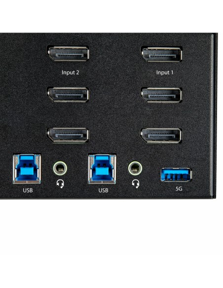 Switch Conmutador KVM de 2 Puertos DisplayPort 4K para 3 Monitores - Vídeo de 4K y 60Hz Ultra HD - HDR - Hub Ladrón USB 3.0 de  Switch Conmutador KVM de 2 Puertos DisplayPort 4K para 3 Monitores - Vídeo de 4K y 60Hz Ultra HD - HDR - Hub Ladrón USB 3.0 de