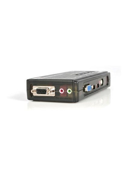 Juego de Conmutador Switch KVM 4 Puertos Vídeo VGA USB 2.0 con Cables y Audio
