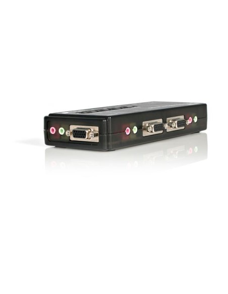 Juego de Conmutador Switch KVM 4 Puertos Vídeo VGA USB 2.0 con Cables y Audio