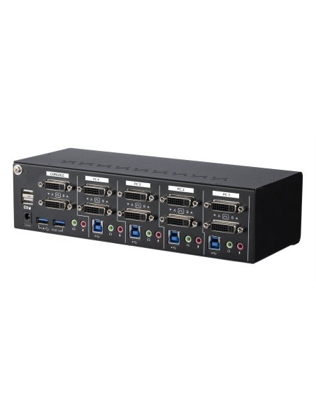 Switch Conmutador KVM de 4 Puertos DVI con Enlace Doble y Vídeo Doble - 4K 60Hz - KVM que Cumple con TAA Switch Conmutador KVM de 4 Puertos DVI con Enlace Doble y Vídeo Doble - 4K 60Hz - KVM que Cumple con TAA