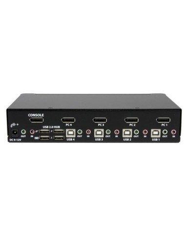 Conmutador Switch KVM 4 puertos Vídeo DisplayPort DP Hub Concentrador USB 2.0 Audio - 2560x1600