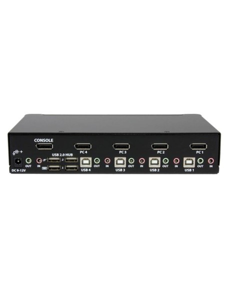 Conmutador Switch KVM 4 puertos Vídeo DisplayPort DP Hub Concentrador USB 2.0 Audio - 2560x1600