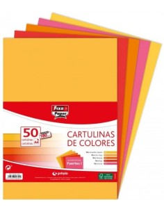 PAQ 50 CARTULINAS FIXO A4 180G SURTIDOS FUERTES 1