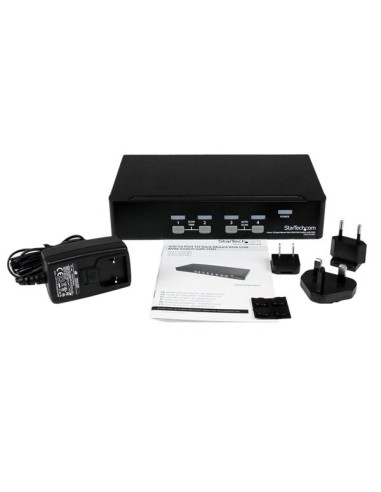 Conmutador Switch KVM 4 Puertos de Vídeo VGA USB 2.0 - 1U Rack Estante