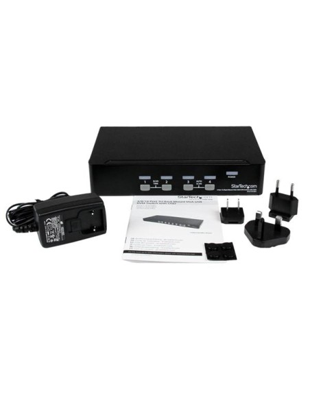 Conmutador Switch KVM 4 Puertos de Vídeo VGA USB 2.0 - 1U Rack Estante Conmutador Switch KVM 4 Puertos de Vídeo VGA USB 2.0 - 1U Rack Estante