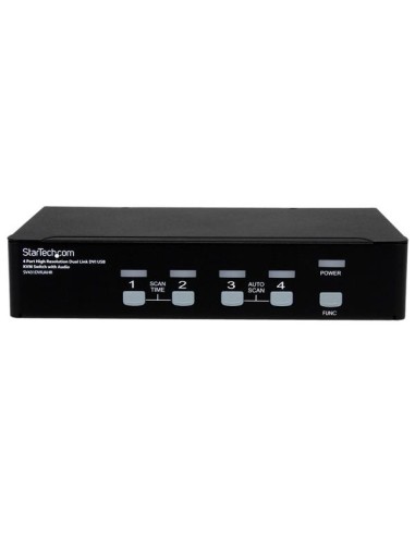 Conmutador Switch KVM de 4 Puertos de Vídeo DVI con Doble Enlace - Audio USB 2.0
