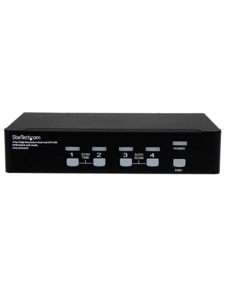 Conmutador Switch KVM de 4 Puertos de Vídeo DVI con Doble Enlace - Audio USB 2.0