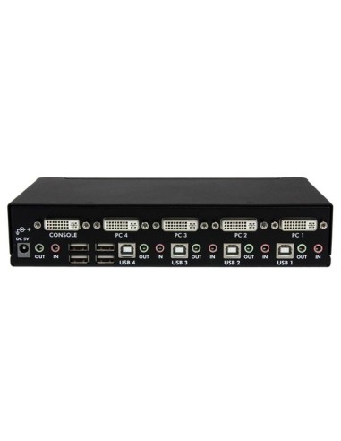 Conmutador Switch KVM de 4 Puertos de Vídeo DVI con Doble Enlace - Audio USB 2.0