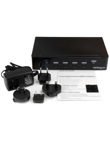 Switch Conmutador KVM de 4 Puertos HDMI 1080p con USB 3.0