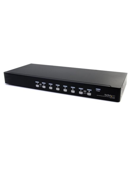 Conmutador Switch KVM 8 Puertos de Vídeo VGA HD15 USB 2.0 USB A y Audio - 1U Rack Estante Conmutador Switch KVM 8 Puertos de Vídeo VGA HD15 USB 2.0 USB A y Audio - 1U Rack Estante