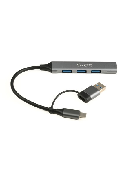 EW1154 hub de interfaz USB 3.2 Gen 1 (3.1 Gen 1) Type-A + Type-C Gris