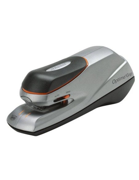 Grapadora Optima Grip eléctrica plateada/negra