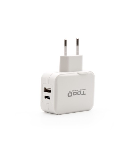 Cargador de Pared doble puerto USB-C + USB A, 27W