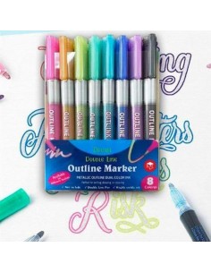 SET DE 8 ROTULADORES OUTLINER BICOLOR LETTERING