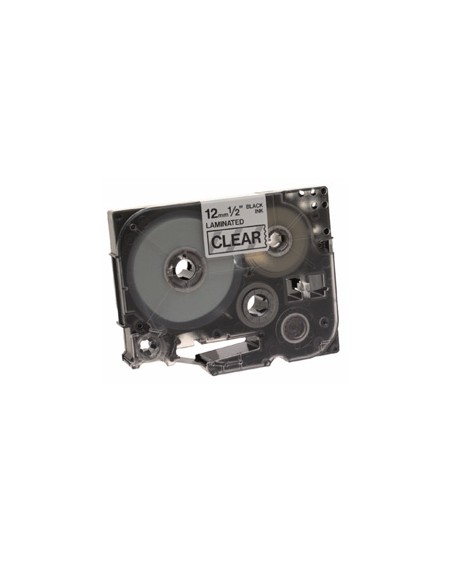Black on Clear Gloss Laminated Tape, 12mm cinta para impresora de etiquetas TZ