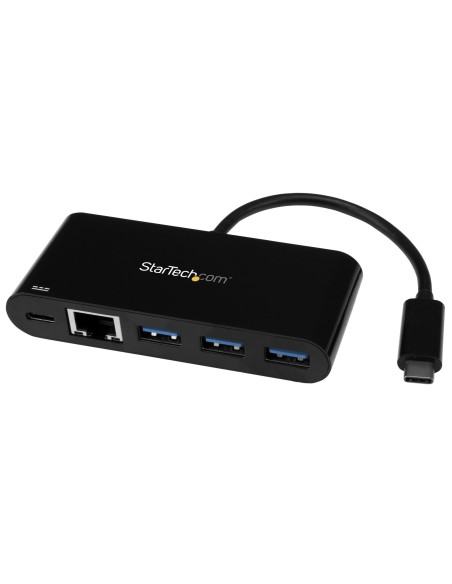 Adaptador Multipuertos USB-C de Red Ethernet con Hub de 3 Puertos USB 3.0 y Entrega de Potencia