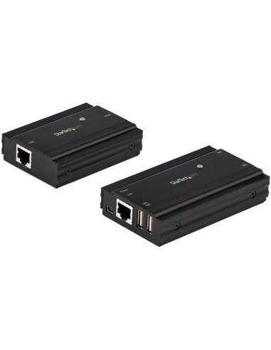 Hub Concentrador Extensor USB 2.0 de 4 Puertos por un Solo Cable Ethernet CAT5e/CAT6 RJ45 - 100m - Juego de Alargador USB - Caja