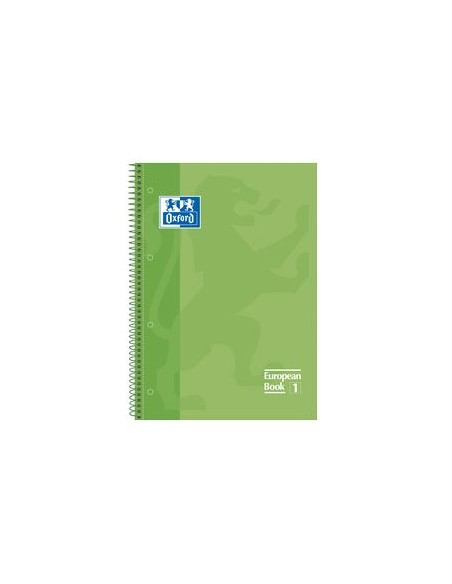 Paq 5 cuaderno espiral europeanbook1 verde a4 80h 90g cuadricula 5x5mm microperforado