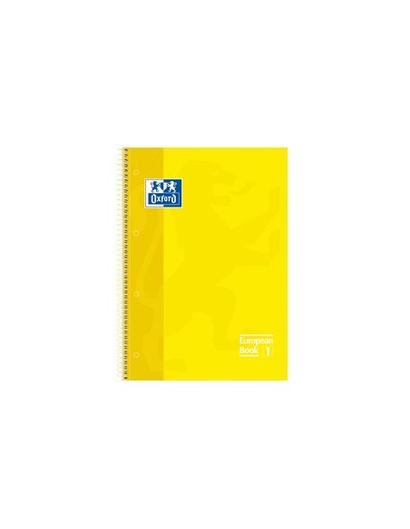 Paq 5 cuaderno espiral europeanbook1 amarillo a4 80h 90g cuadricula 5x5mm microperforado