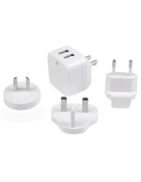 Cargador de Pared USB de 2 Puertos para Tablets Smartphones - Cargador Blanco de Alta Potencia para Viajes