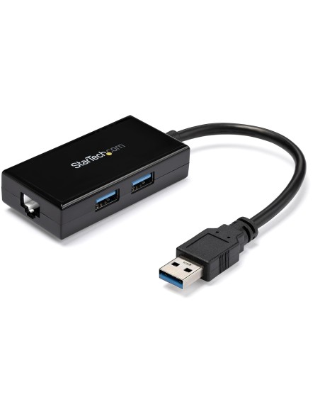 Adaptador de Red Ethernet Gigabit Externo USB 3.0 con Concentrador Incorporado de 2 Puertos USB