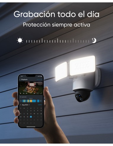 Security Floodlight Camera E340 con cable, giro de 360° e inclinación, grabación ininterrumpida, Wi-Fi de doble banda, 2000 lúm
