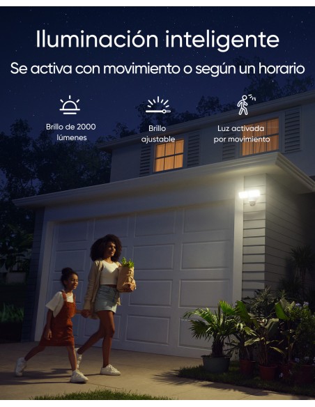 Security Floodlight Camera E340 con cable, giro de 360° e inclinación, grabación ininterrumpida, Wi-Fi de doble banda, 2000 lúm