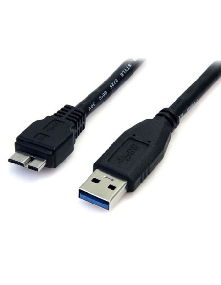 Cable 50cm USB 3.0 Super Speed SS Micro USB B Macho a USB A Macho Adaptador - Negro