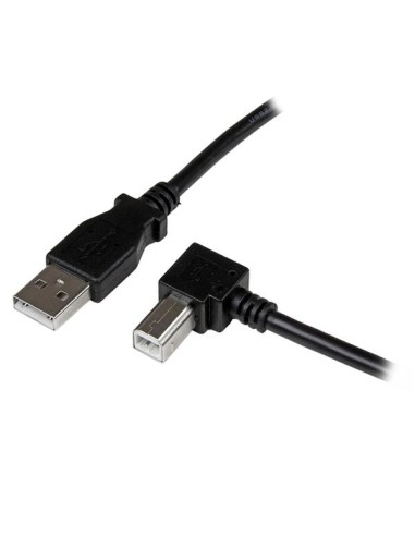 Cable Adaptador USB 1m para Impresora Acodado - 1x USB A Macho - 1x USB B Macho en Ángulo Derecho