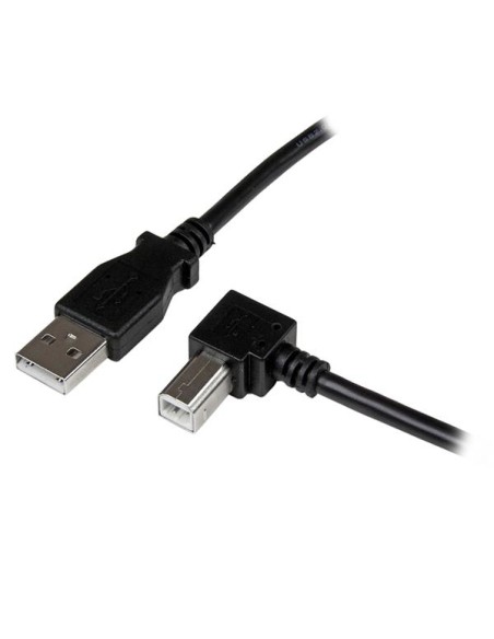 Cable Adaptador USB 2m para Impresora Acodado - 1x USB A Macho - 1x USB B Macho en Ángulo Derecho