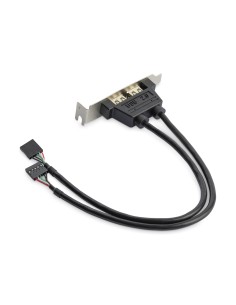 Cabezal Bracket Perfil Bajo de 2 puertos USB 2.0 con conexión a Placa Base 2x IDC5 - Low Profile