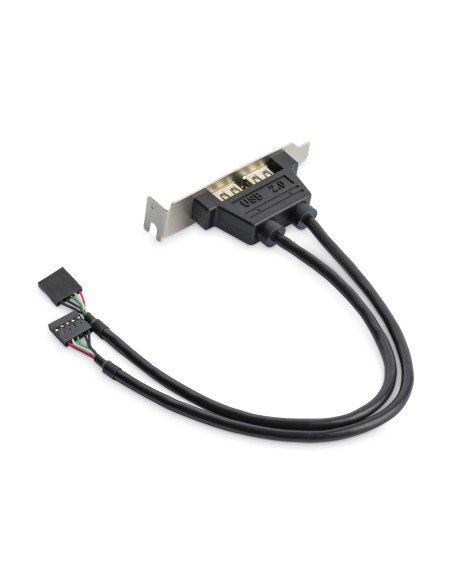 Cabezal Bracket Perfil Bajo de 2 puertos USB 2.0 con conexión a Placa Base 2x IDC5 - Low Profile