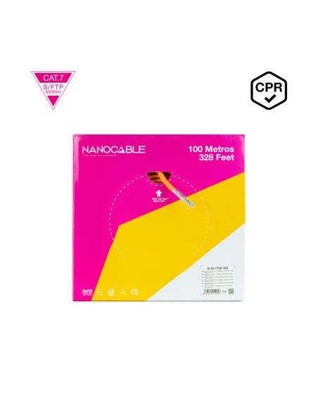 Cable de Red CAT.7 LSZH SFTP PIMF AWG23, Naranja, 100 m