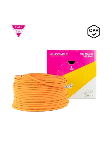 Cable de Red CAT.7 LSZH SFTP PIMF AWG23, Naranja, 100 m